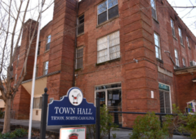 Historic Town Hall brick building, formerly an inn.